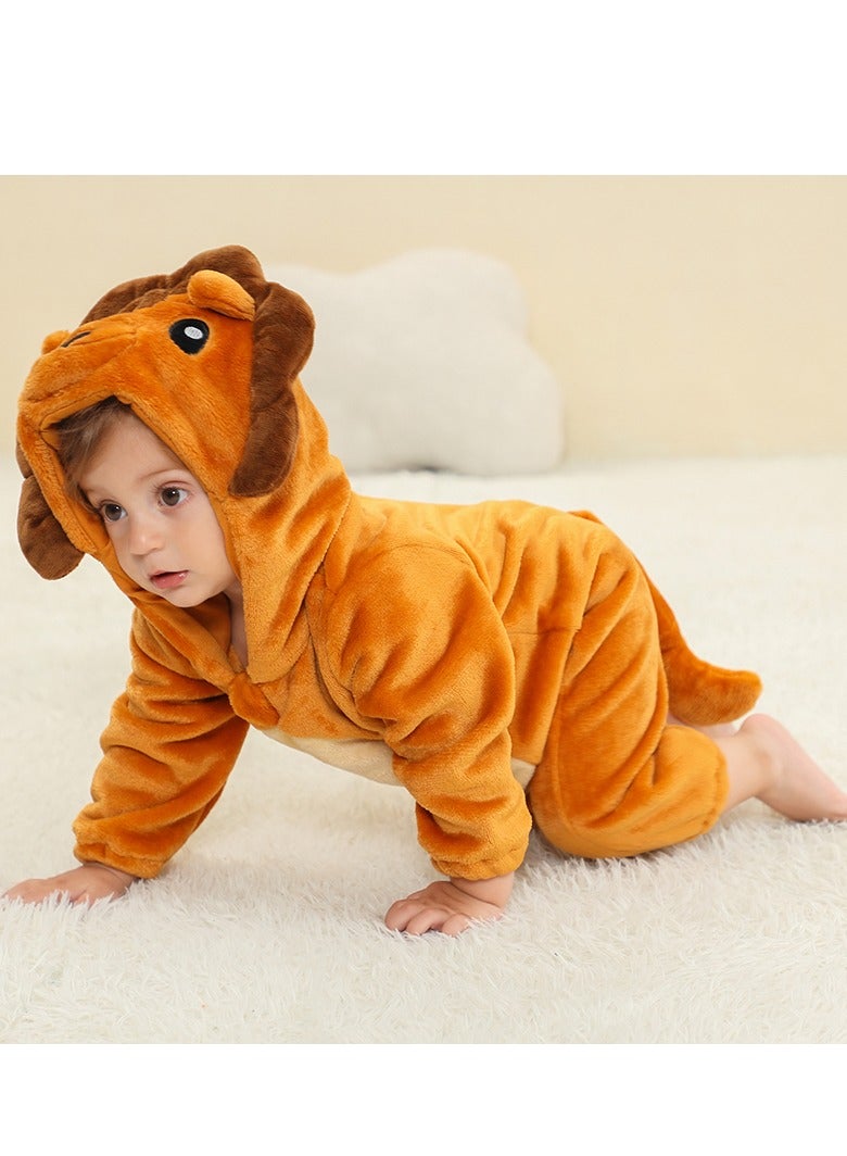 Loquat Flannel Children's Climbing Clothes Baby Autumn Winter Long Sleeved Clothes Jumpsuit Newborn Cartoon Jumpsuit - Image 3
