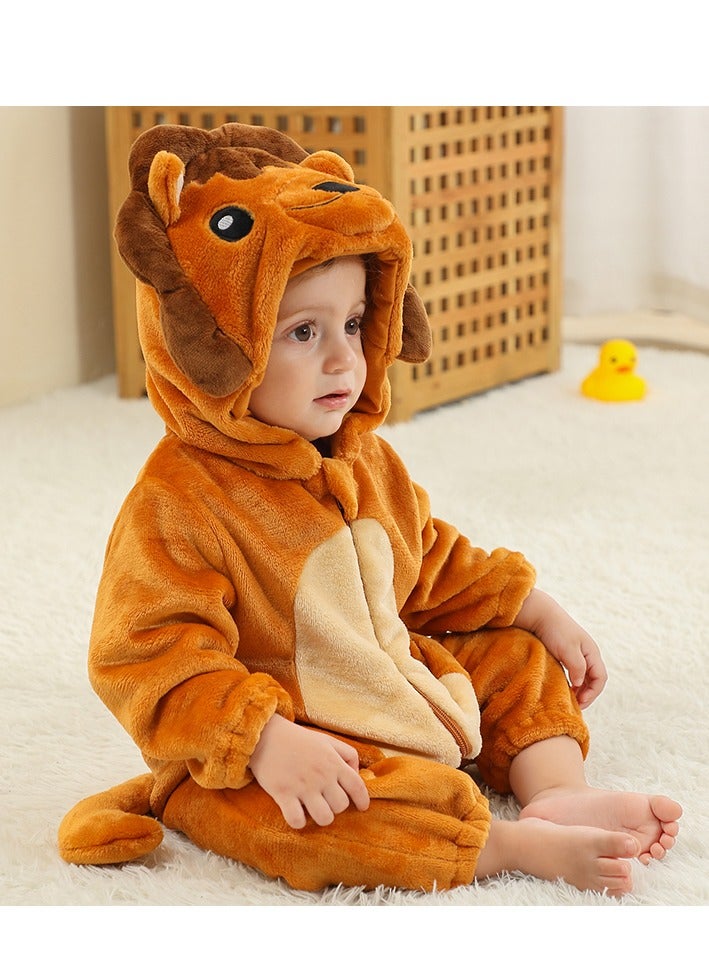 Loquat Flannel Children's Climbing Clothes Baby Autumn Winter Long Sleeved Clothes Jumpsuit Newborn Cartoon Jumpsuit - Image 2