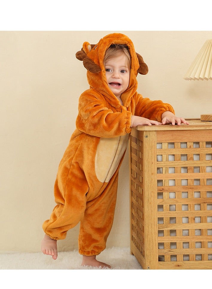 Loquat Flannel Children's Climbing Clothes Baby Autumn Winter Long Sleeved Clothes Jumpsuit Newborn Cartoon Jumpsuit - Image 5