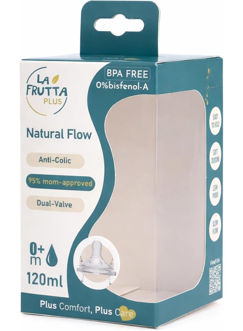 La Frutta Natural Flow Baby Bottle Anti-Colic, 0+ Months Rose, 120ml - Image 4