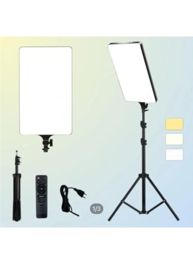 SUKILO Ring Light White Light RL-19, LED Rectangular Soft Lighting Panel with Remote Control & 2M Metal Stand Holder, Dimmable for YouTube Video, Makeup, Photography, Smartphone & Camera  - Image 1