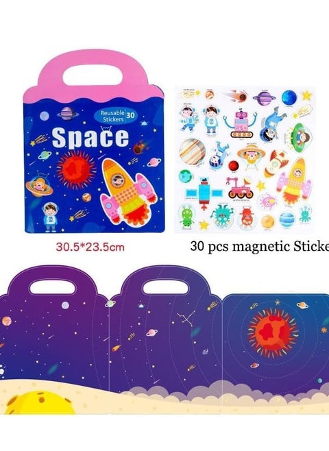 Portable Reusable Magnetic Space Stickers Book for Preschoolers and Toddlers Brand: Generic