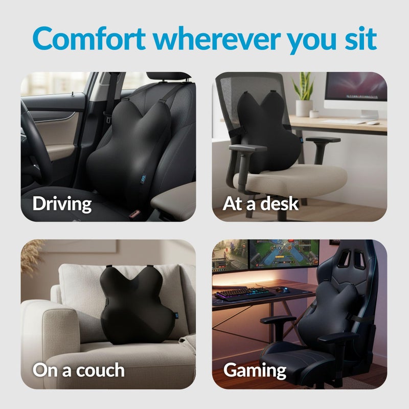 Everlasting Comfort وسادة دعم أسفل الظهر من إيفرلاستينغ كومفورت لكرسي المكتب - وسادة ظهر من فوم الذاكرة لمقعد السيارة - تعزز الوضعية الأفضل، تخفيف آلام الظهر - مثالية لكراسي الألعاب والمكاتب، أساسيات العمل والمنزل - Image 5