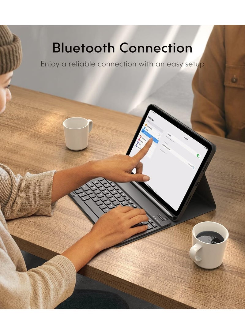 Gravity Keyboard Case for iPad 10th Generation 10.9inch - 2022, Detachable Bluetooth Keyboard, Stand Folio Keyboard Cover with Pencil Holder, Rechargeable - Image 5