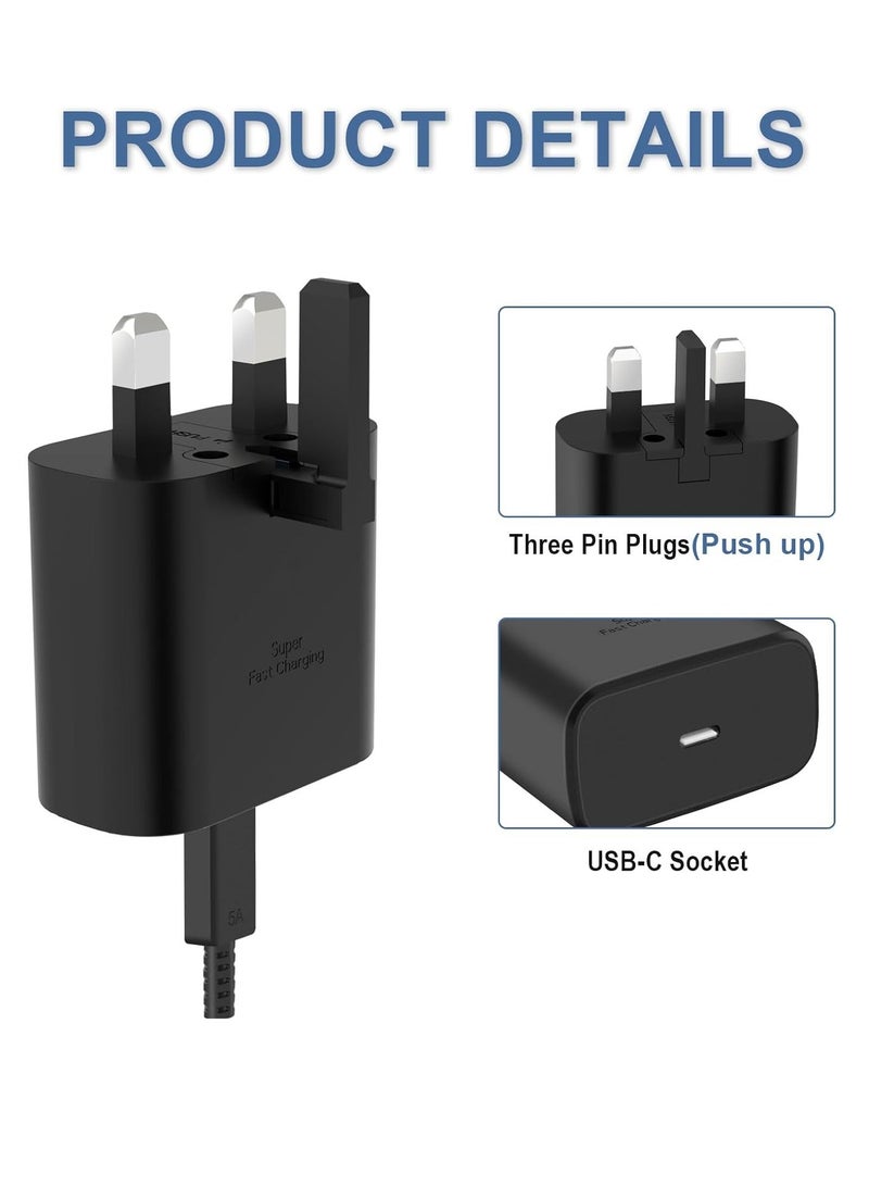 MUNTAQI 25W Super Fast Charger for Samsung, Gcstnn PPS PD3.0 USB-C Charger for Samsung Galaxy S23 Ultra S23+ S23 S22 Ultra S21+ A53 5G A54 Z Fold/Flip 4 Tab S8 Ultra, Power Adapter Plug with 1M Type C Cable. - Image 3