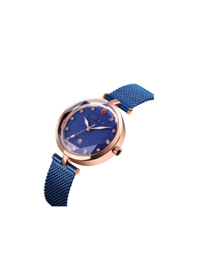 AFRA Regina Ladies Watch – Rose Gold Case, Blue Dial, Blue Mesh Bracelet