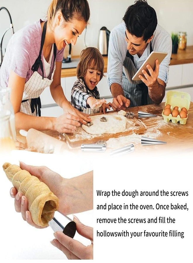 JIELUO 20Pcs Large Conical Cream Horn Molds, Non-stick Cream Horn Molds Stainless Steel, 5 inch Large Size Cannoli Tubes Kit Pack of Baking Cones Pastry Roll Horn Croissant Mold With brush - Image 5