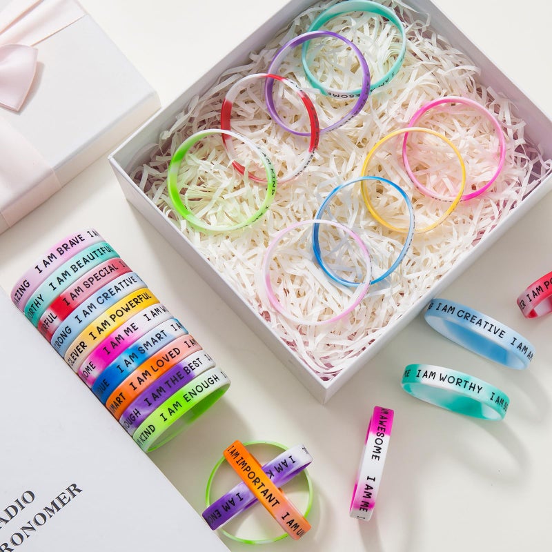 Cyclusive 20 Pieces Students Inspirational Wristbands Rubber Bracelets Fun Motivational Wristbands For Kids Students Back To School Gifts - Image 2