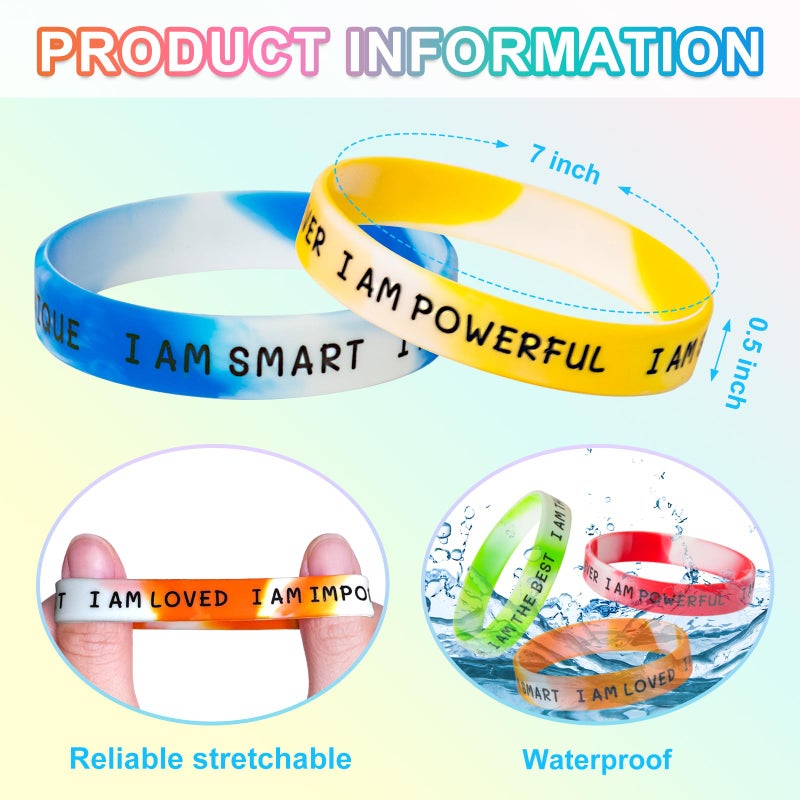 Cyclusive 20 Pieces Students Inspirational Wristbands Rubber Bracelets Fun Motivational Wristbands For Kids Students Back To School Gifts - Image 4