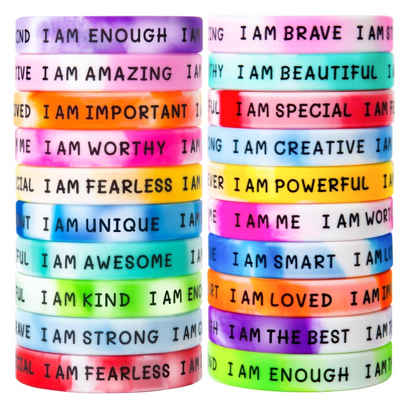 Cyclusive 20 Pieces Students Inspirational Wristbands Rubber Bracelets Fun Motivational Wristbands For Kids Students Back To School Gifts - Image 1