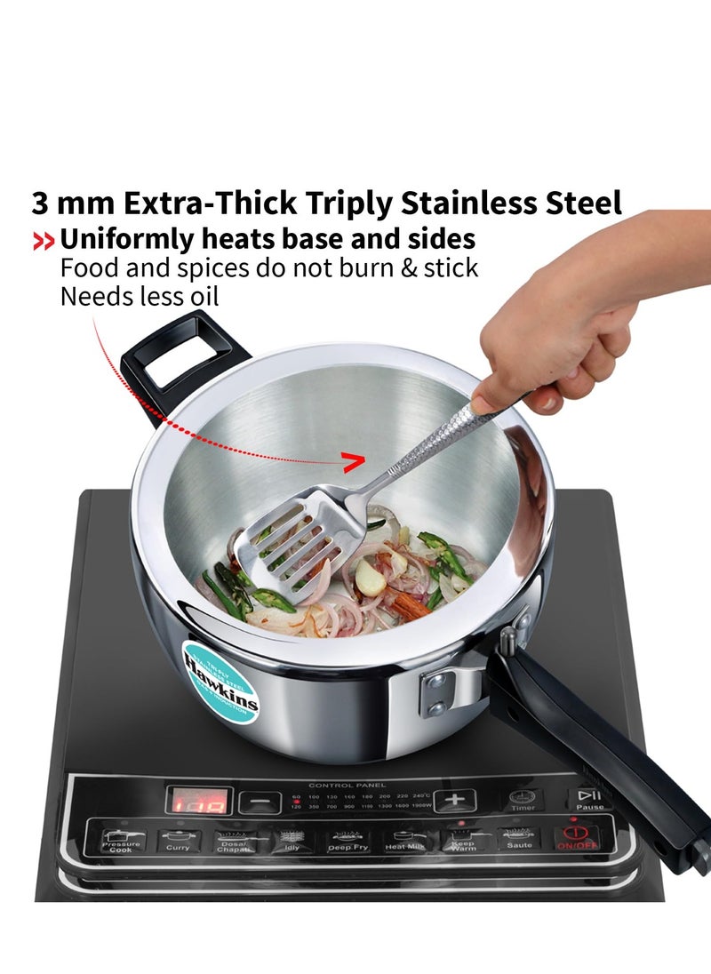 Hawkins Hawkins 3.5 Litre Triply Stainless Steel Pressure Cooker, Inner Lid Cooker, Silver (HSST35)  - Image 3
