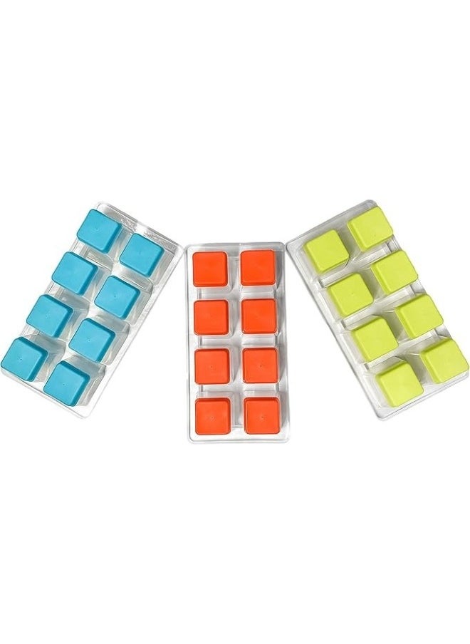 1 Piece of 8-Compartment Large Ice Cube Tray with Lid, Plastic and Silicone, Large Ice Cube Mold for Parties, Cocktails and Drinks - Multicolor