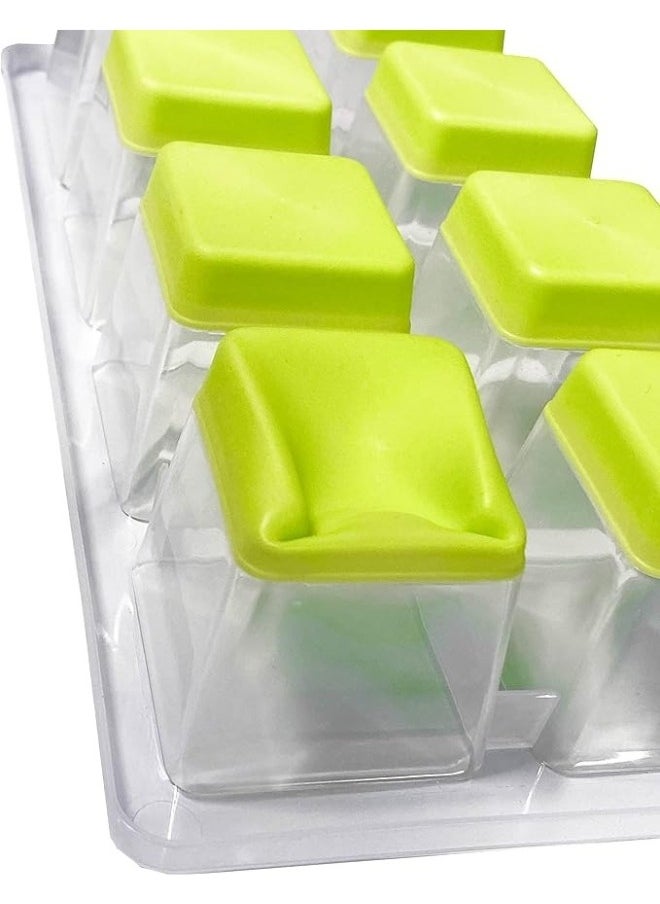 1 Piece of 8-Compartment Large Ice Cube Tray with Lid, Plastic and Silicone, Large Ice Cube Mold for Parties, Cocktails and Drinks - Multicolor