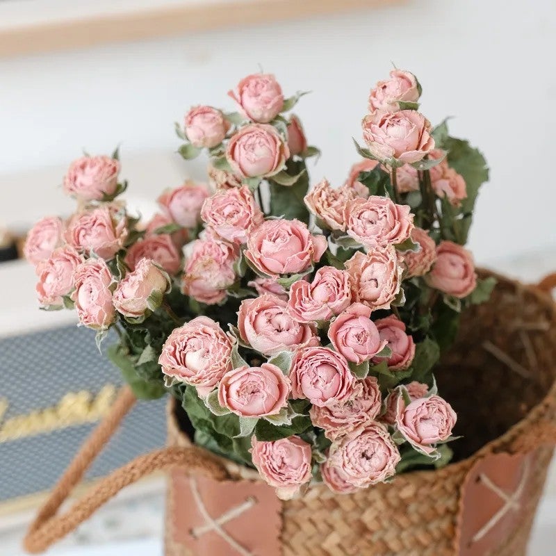 Bluejw Nature Dried Roses Bouquet - 30 Rose Buds Multi-headed, Wedding Flowers for Arrangement & Gift, Includes Dried Plants - Image 4