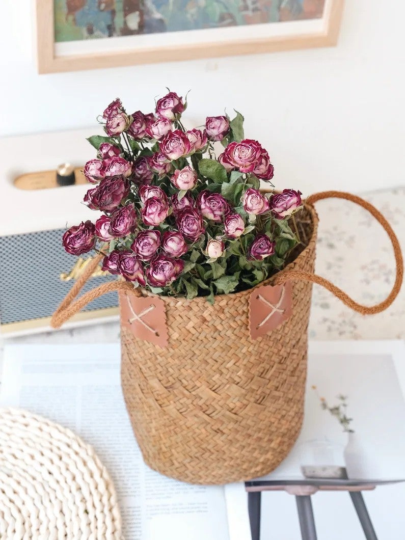 Bluejw Nature Dried Roses Bouquet - 30 Rose Buds Multi-headed, Wedding Flowers for Arrangement & Gift, Includes Dried Plants - Image 1