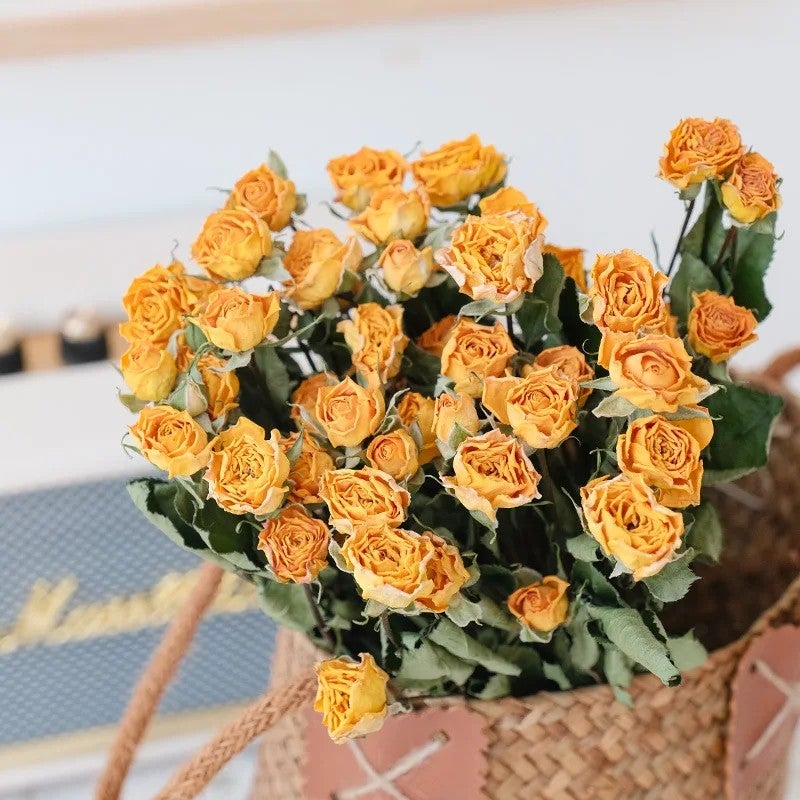 Bluejw Nature Dried Roses Bouquet - 30 Rose Buds Multi-headed, Wedding Flowers for Arrangement & Gift, Includes Dried Plants - Image 5
