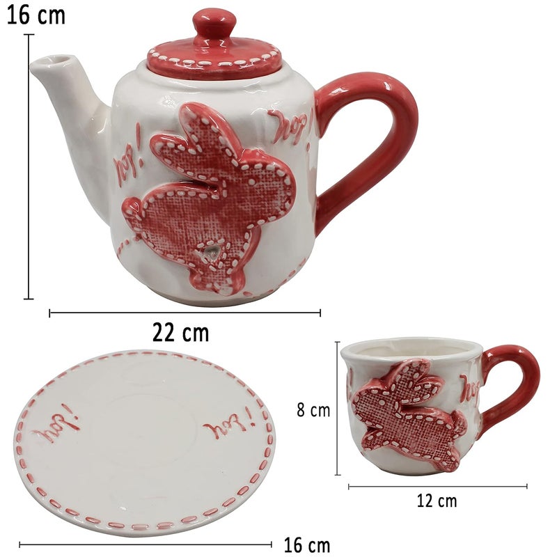 Jades Easter Crockery Combo Set 1 Tea Pot with 2 Cup and Saucer B - Image 3