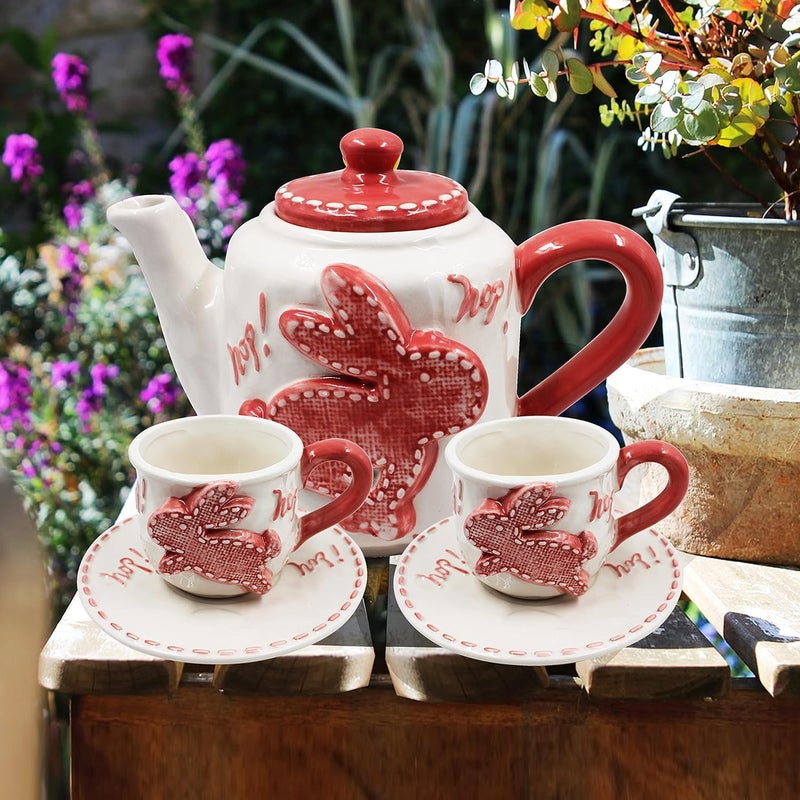 Jades Easter Crockery Combo Set 1 Tea Pot with 2 Cup and Saucer B - Image 2
