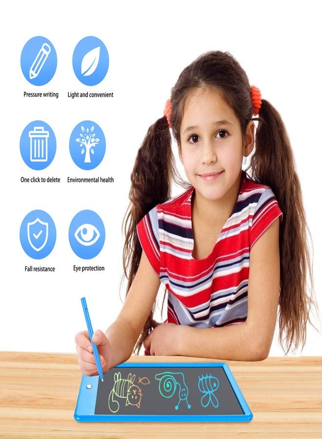ERUW LCD Writing Tablet Colorful 10 Inch Electronic Graphics Doodle Board eWriter Drawing Pad with Memory Lock Kids & Adults Home School Office Handwriting Tablet Gifts(Blue) - Image 2
