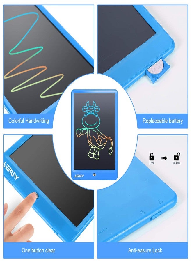 ERUW LCD Writing Tablet Colorful 10 Inch Electronic Graphics Doodle Board eWriter Drawing Pad with Memory Lock Kids & Adults Home School Office Handwriting Tablet Gifts(Blue) - Image 4