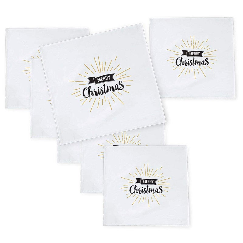 Khakee 6 Pcs Christmas Theme Tafta Silk Table Napkins 10x 10 for Xmas Decoration Christmas OrnamentsChristmas Gift npxmas280P - Image 1