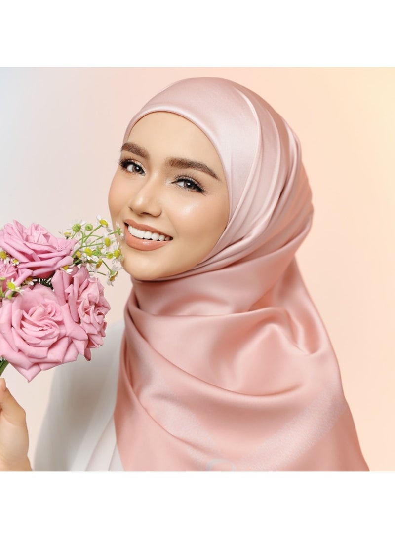 OLUDENIZ High-Quality Luxury Laser-Cut Satin Hijab – Glitter Finish, Custom Printed Shawl, Size 115×115 cm