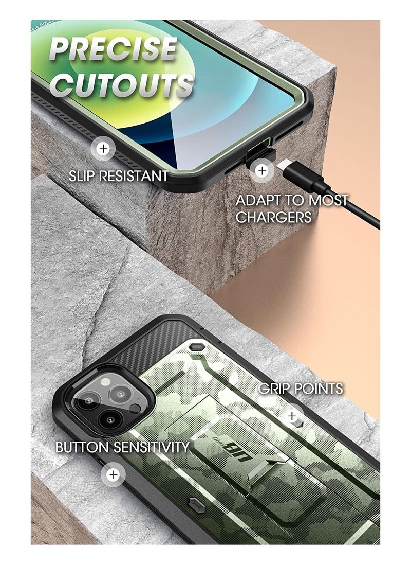 Unicorn Beetle Pro Series Case for iPhone 13 Pro Max (2021 Release) 6.7 Inch, Built-in Screen Protector Full-Body Rugged Holster Case (CamoGrass)