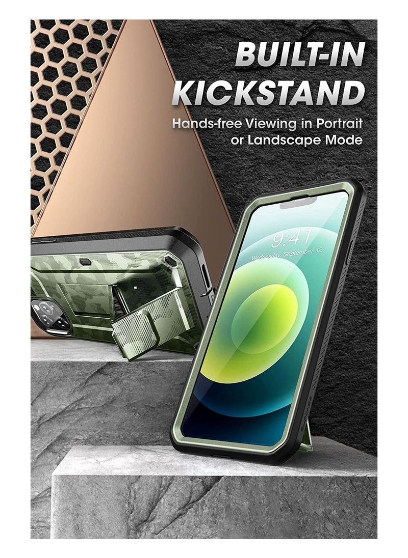 Unicorn Beetle Pro Series Case for iPhone 13 Pro Max (2021 Release) 6.7 Inch, Built-in Screen Protector Full-Body Rugged Holster Case (CamoGrass)