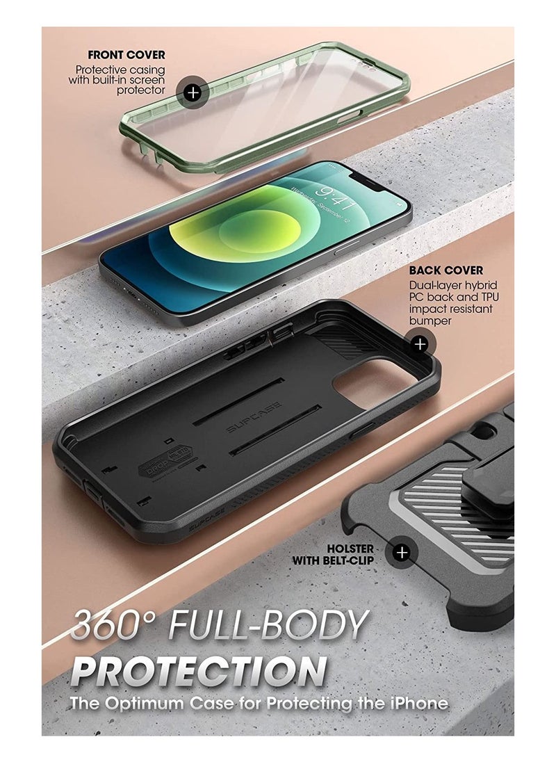 Unicorn Beetle Pro Series Case for iPhone 13 Pro Max (2021 Release) 6.7 Inch, Built-in Screen Protector Full-Body Rugged Holster Case (CamoGrass)