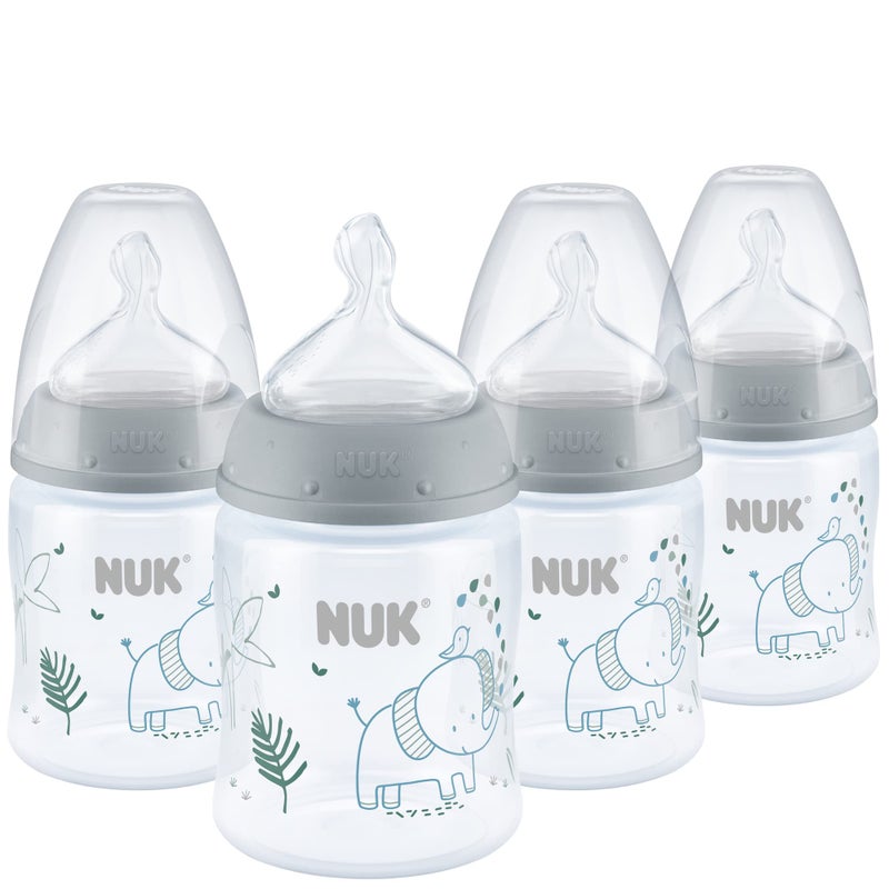 NUK Smooth Flow Anti Colic Baby Bottle, 5 oz, 4 Pack, Elephant - Image 1