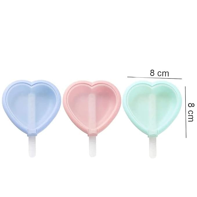 ARYAVART Ice Candy Maker Silicone Popsicle Molds Ice Pop Makers Reusable Ice Lolly Cream Mold HomeMade Heart Shape Easy Release Popsicles Mould Lid with Stick 4Psc_Multicolor - Image 2