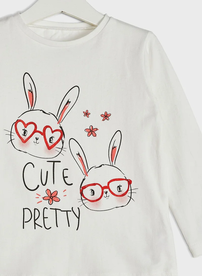Babybol Kids Bunny Print T-Shirt