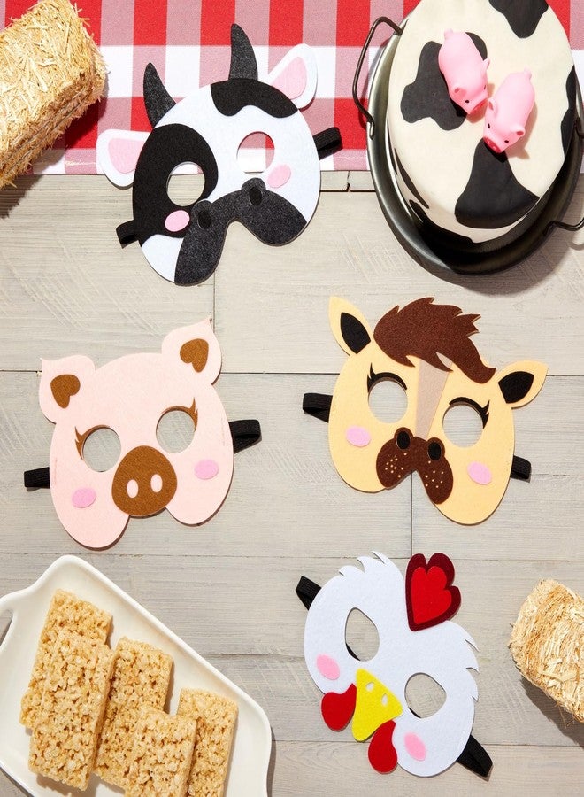 BLUE PANDA 12 Pack Felt Farm Animal Masks for Kids Ages 3-14 - Jungle Safari Dress Up Masks for Birthday Parties, Classroom Rewards, Halloween Costumes, and Pretend Play (7x7.2 In) - Image 2