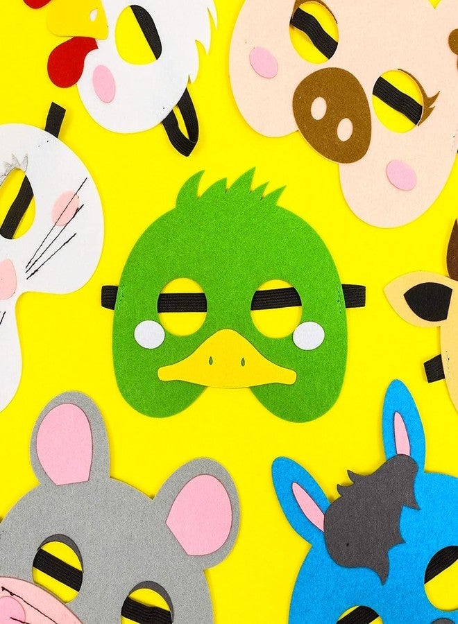 BLUE PANDA 12 Pack Felt Farm Animal Masks for Kids Ages 3-14 - Jungle Safari Dress Up Masks for Birthday Parties, Classroom Rewards, Halloween Costumes, and Pretend Play (7x7.2 In) - Image 3