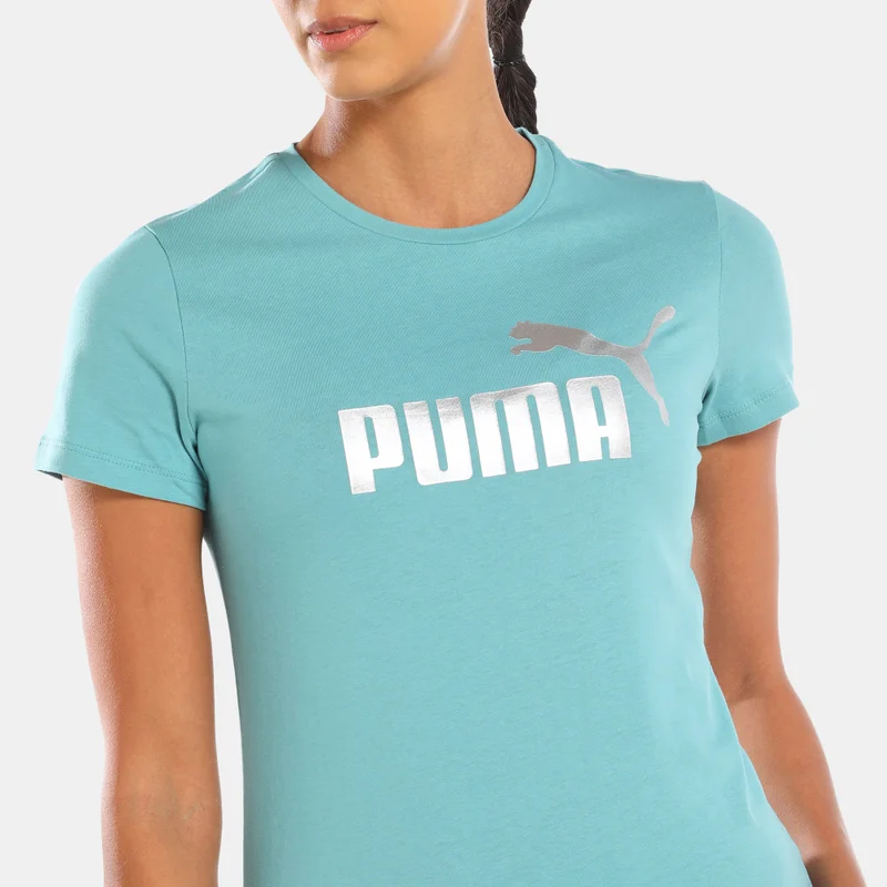 PUMA Women's Essentials+ Metallic Logo T-Shirt