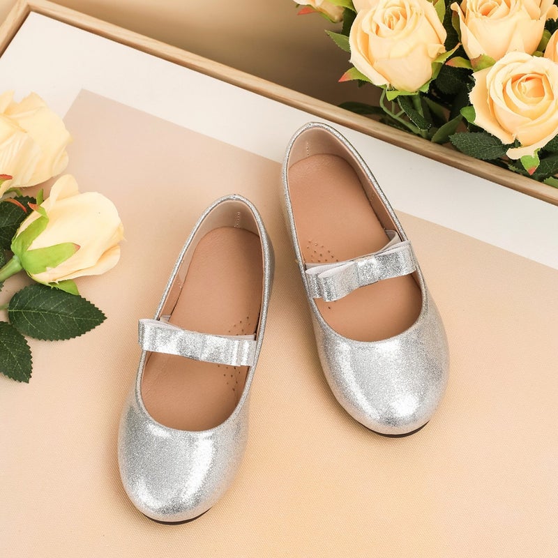 Girls' Princess Shoes, New Stylish Silver Chanel-Style Leather Shoes, Suitable For Dresses, Mary Jane Soft-Soled Single Shoes - Image 3