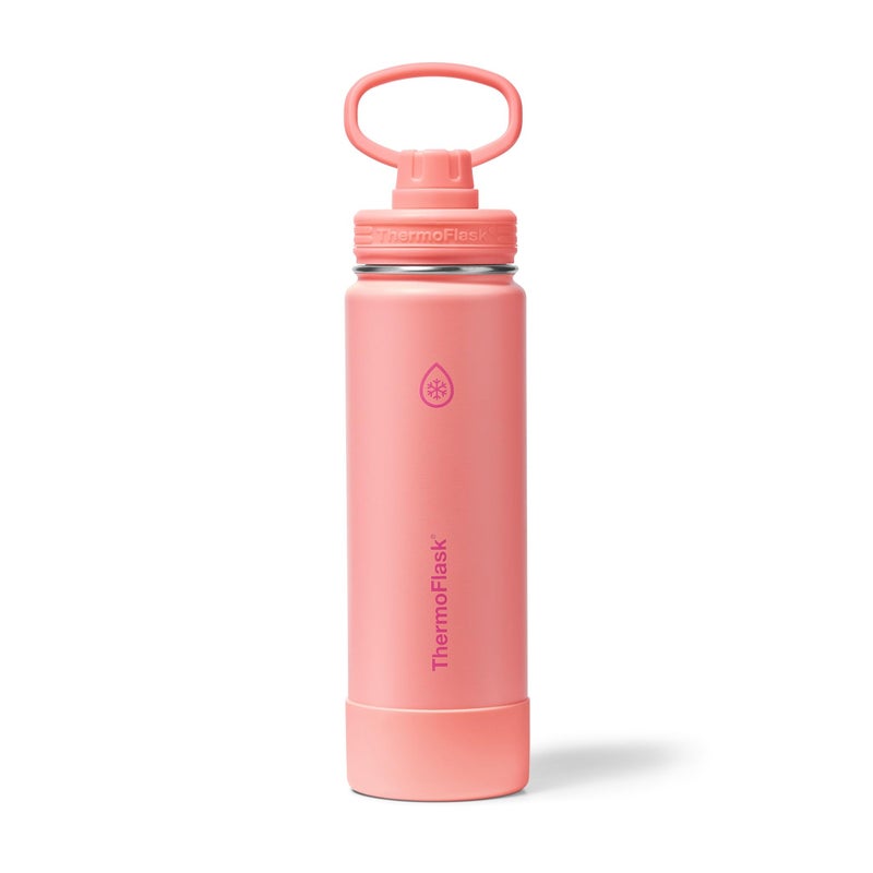 ThermoFlask 24 oz Double Wall Vacuum Insulated Stainless Steel Water Bottle with Spout Lid, Sunkissed Coral - Image 1