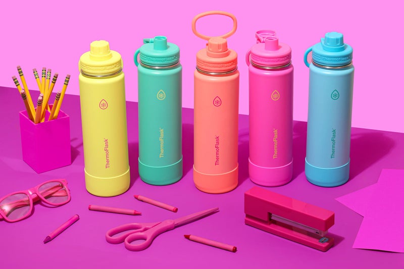 ThermoFlask 24 oz Double Wall Vacuum Insulated Stainless Steel Water Bottle with Spout Lid, Sunkissed Coral - Image 5
