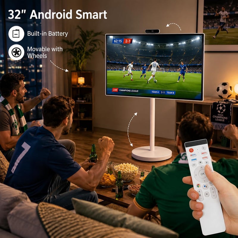 32-inch portable touch smart TV, Android 15 tablet, 1920 * 1080 full HD touch screen, powerful 8-core CPU, 6G+128G memory, portable display can be used for movie exhibitions, fitness and family. - Image 3