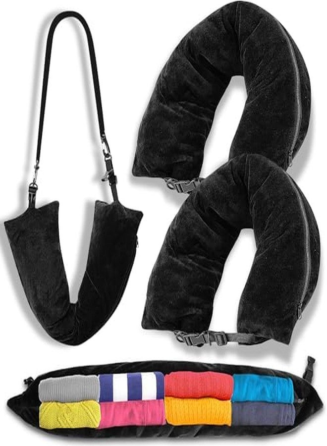 Oyrlize 2P Stuffable Travel Pillow-Stuffable Neck Pillow for Travel-Soft Velvet Travel Neck Pillow Storage Bag Stuffable Clothing Travel Neck Pillow Case Cover Space Saver for Airplane Plane Travel Essentials - Image 1