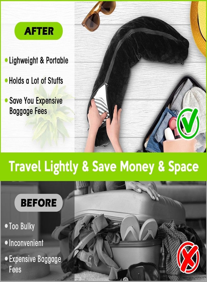 Oyrlize 2P Stuffable Travel Pillow-Stuffable Neck Pillow for Travel-Soft Velvet Travel Neck Pillow Storage Bag Stuffable Clothing Travel Neck Pillow Case Cover Space Saver for Airplane Plane Travel Essentials - Image 2