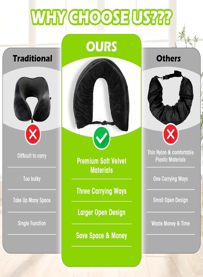 Oyrlize 2P Stuffable Travel Pillow-Stuffable Neck Pillow for Travel-Soft Velvet Travel Neck Pillow Storage Bag Stuffable Clothing Travel Neck Pillow Case Cover Space Saver for Airplane Plane Travel Essentials - Image 4