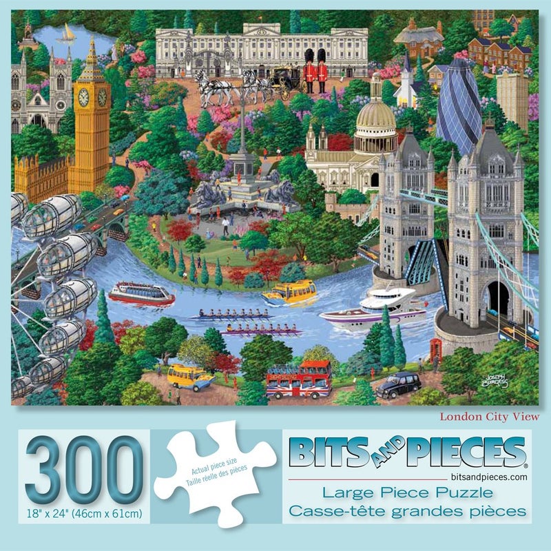 Bits and Pieces  300 Large Piece Jigsaw Puzzle for Adults  London City View  300 pc England Jigsaw by Artist Joseph Burgess - Image 2