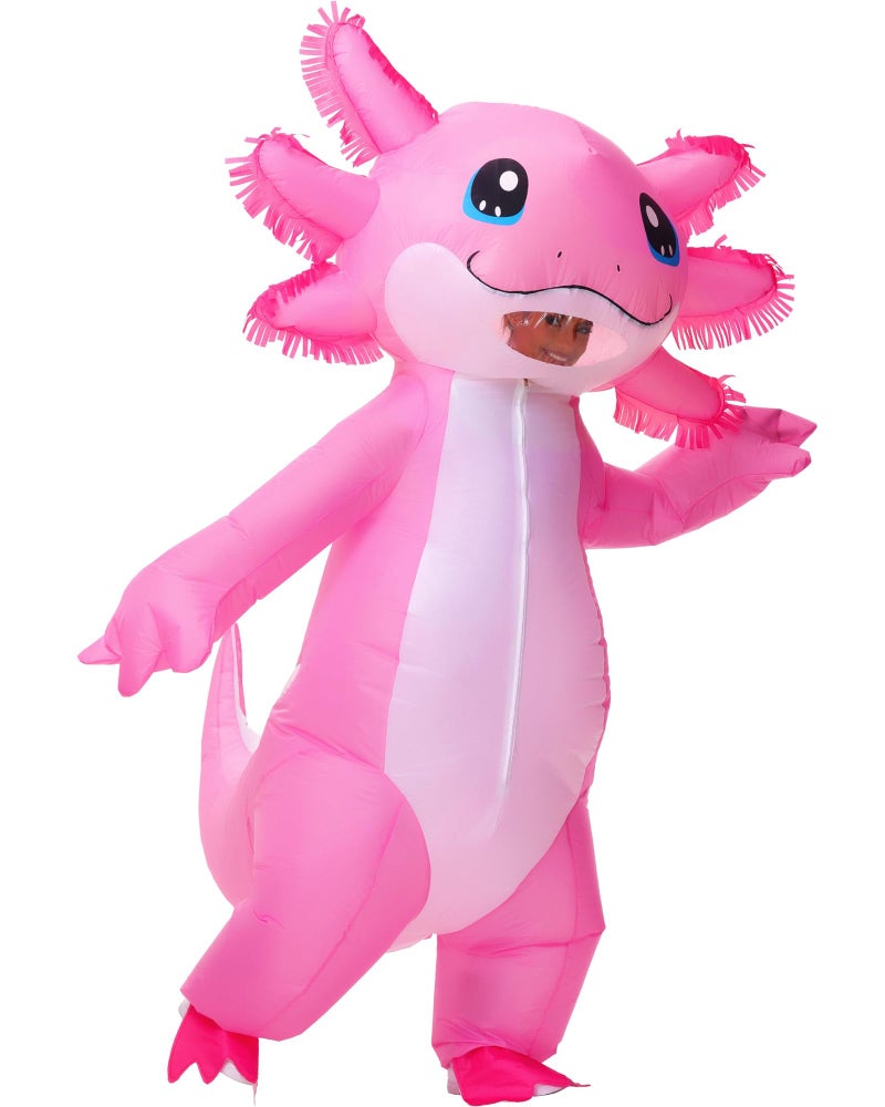 Stegosaurus Inflatable Costume Adult Axolotl Costumes Deluxe Halloween Air Blow-up Costume Pink Axolotl Costumes for Women Men Cosplay Party - Image 1