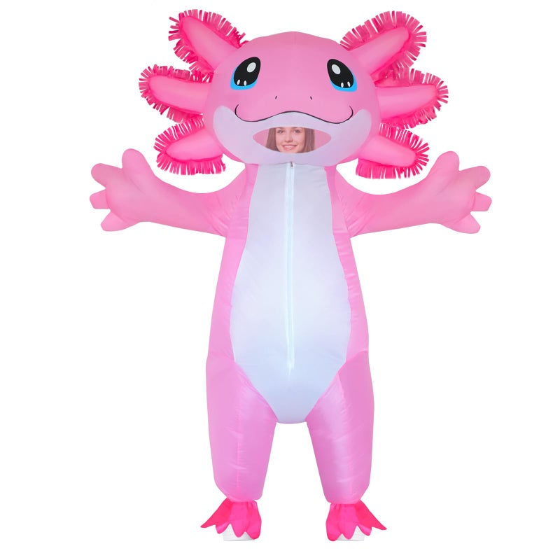 Stegosaurus Inflatable Costume Adult Axolotl Costumes Deluxe Halloween Air Blow-up Costume Pink Axolotl Costumes for Women Men Cosplay Party - Image 2