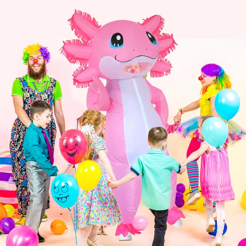 Stegosaurus Inflatable Costume Adult Axolotl Costumes Deluxe Halloween Air Blow-up Costume Pink Axolotl Costumes for Women Men Cosplay Party - Image 4