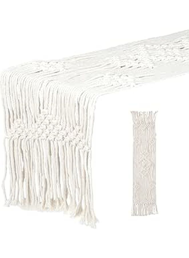 Nordic Macrame Table Runner 72 Inch Cotton Rope Tassel Design for Wedding Party - Image 1