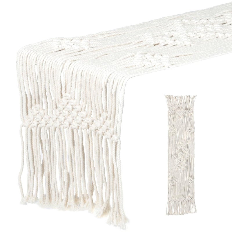 Nordic Macrame Table Runner 72 Inch Cotton Rope Tassel Design for Wedding Party - Image 2