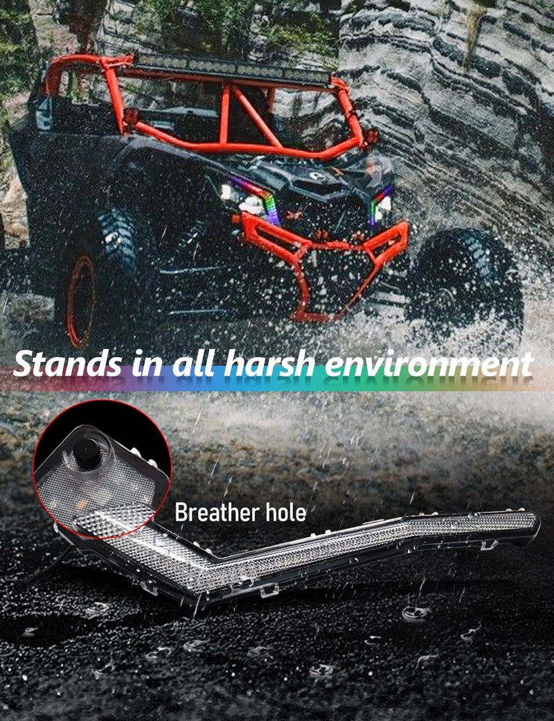 Chelhead X3 Led Fang Lights, RGB APP Remote Controlled, Turning Light Chasing Color Front Signature Light Assembly Compatible with Can Am Maverick X3 XDS XRS Max Turbo R - Image 5