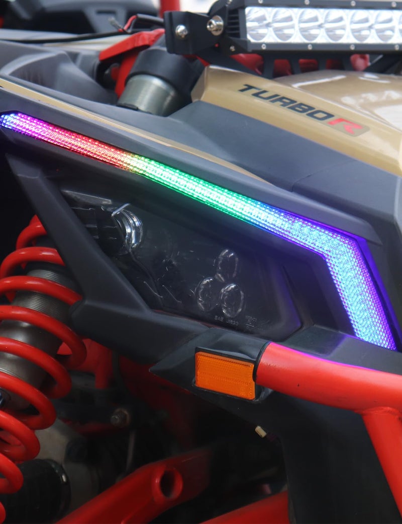 Chelhead X3 Led Fang Lights, RGB APP Remote Controlled, Turning Light Chasing Color Front Signature Light Assembly Compatible with Can Am Maverick X3 XDS XRS Max Turbo R - Image 2
